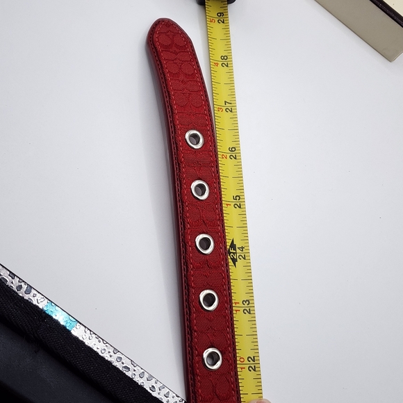 COACH XL Dog Collar Red Leather w Charm XL 22”-26”  8419 - Picture 9 of 12